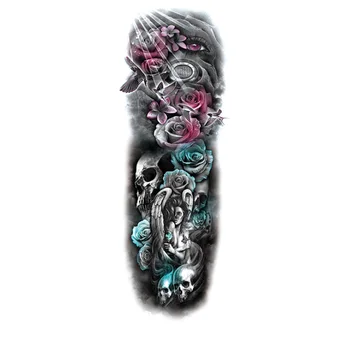 

Waterproof Tattoo Stickers Full Arm rose Flower gadgets monster Temporary kids tatoo Body blue mixed color Art Paints for Unisex