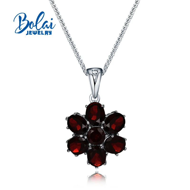 Bolaijewelry, гранат, ювелирный набор, натуральный gemstonet, 925 пробы, серебряный, цветочный дизайн, хорошее ювелирное изделие для женщин, подарки на годовщину - Цвет камня: pendant