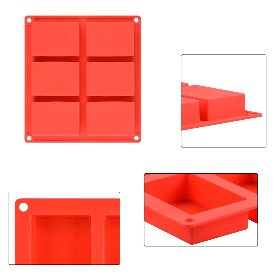 SJ 2 шт. 3d 6 отверстий силиконовая форма для мыла прямоугольная круглая формочка для мыла форма для выпечки лоток для домашнего изготовления мыла