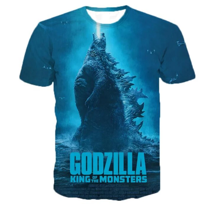 

2019 Summer Latest Movie Godzilla: King of the Monsters 3D Print T-shirts Casual Hip Hop Style T-shirt Streetwear Harajuku Tops