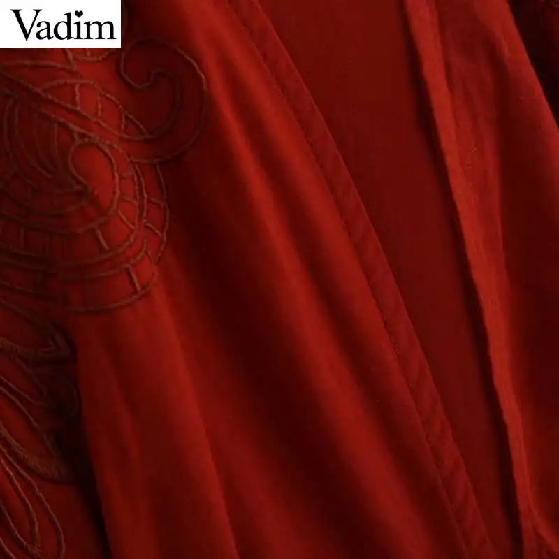 Женское элегантное платье vadim вышивка до середины икры с открытой спиной
