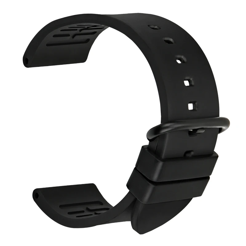 MAIKES спортивный ремешок для часов 20 мм 22 мм 24 мм аксессуары для часов фтороресцентный резиновый ремешок для часов мужской ремешок для часов для Fossil Casio MIDO Certina - Цвет ремешка: Black  B