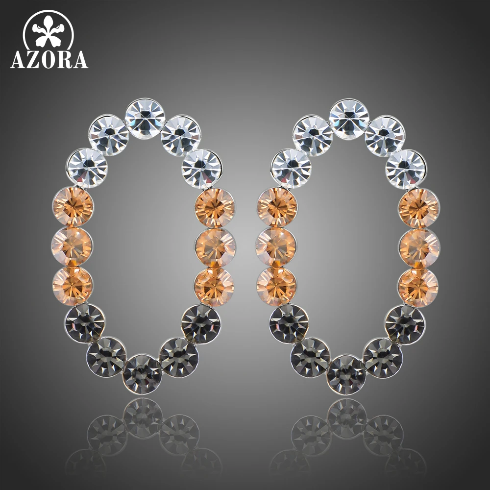AZORA, изысканные овальные серьги-гвоздики для женщин, свадебные украшения, австрийские кристаллы, камень, серебро, Женские Подвески, подарки TE0361