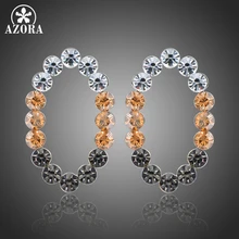 AZORA, изысканные овальные серьги-гвоздики для женщин, свадебные украшения, австрийские кристаллы, камень, серебро, Женские Подвески, подарки TE0361