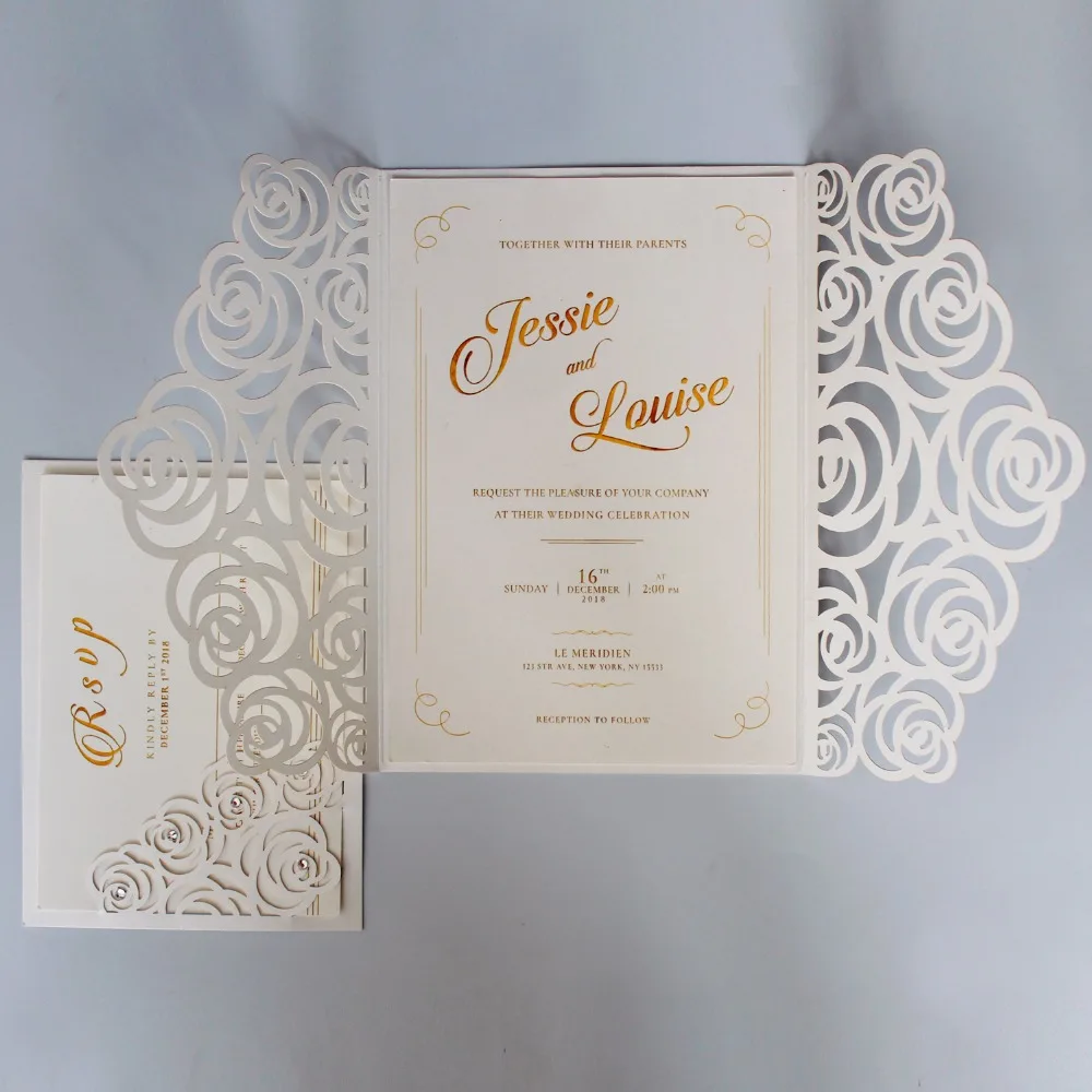 Off White Wedding Invitations Set Laser-cutting Invitation Card