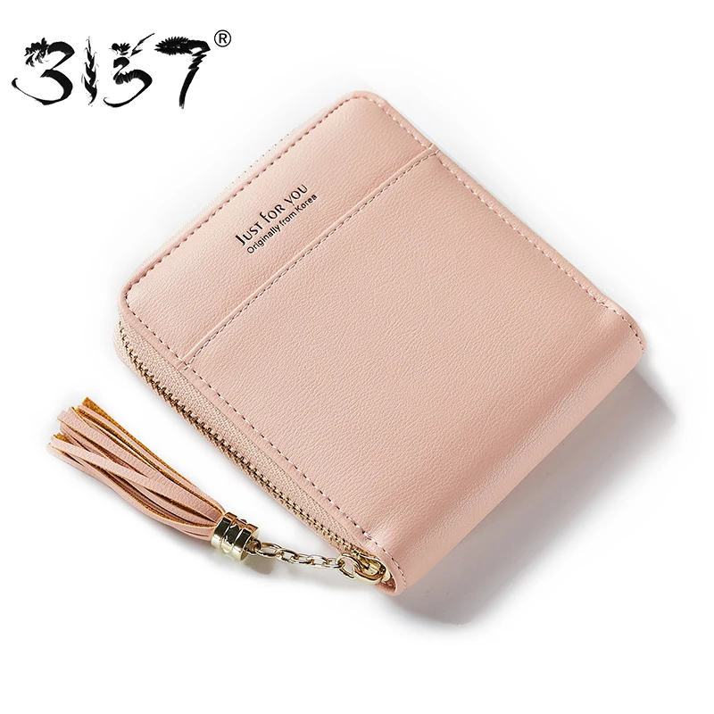 3157 Tassel Women Wallet Small Leather Wallet Female Zipper Credit Card Pocket For Girls Photo Coin Purse Short Standard Wallets