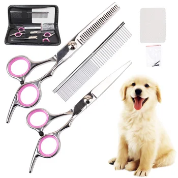 

Professional Mute Pet Grooming Scissors Set Pet Hair Cutting Thinning Scissor Dog Cat Grooming Shears Barber Cutting Tools Kit
