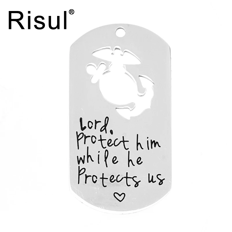 Risul Lord Protect us letters Dog tag small Charms 19x35mm Pendant