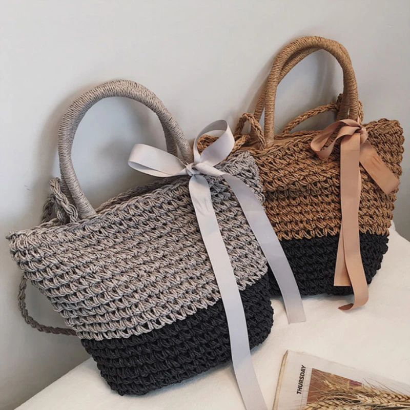 

2019 Round Bucket Straw Bag Hand-woven Shoulder Messenger Bag Summer Straw Beach Bags Bohemia Female Travel Shopping Handbag