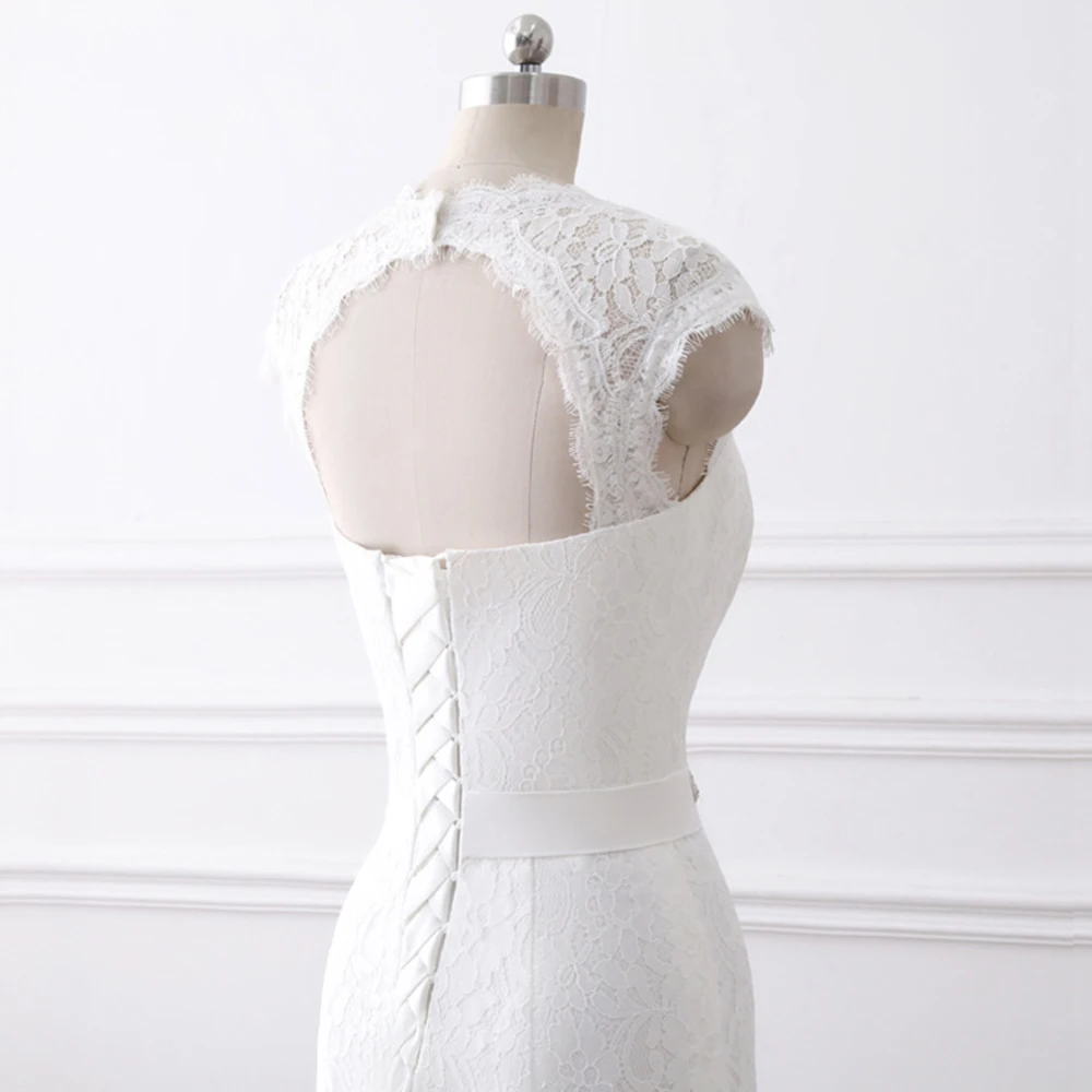 Fansmile/Новинка, кружевное винтажное платье, свадебное платье русалки, большие размеры, свадебное платье на заказ, FSM-450M