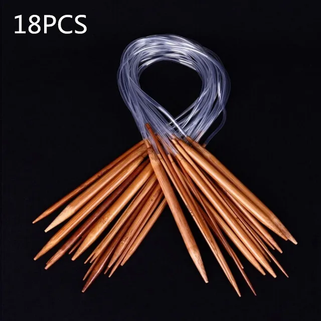 18 pcs/Set 40cm Circular Wood Knitting Needles Crochet Needle Set