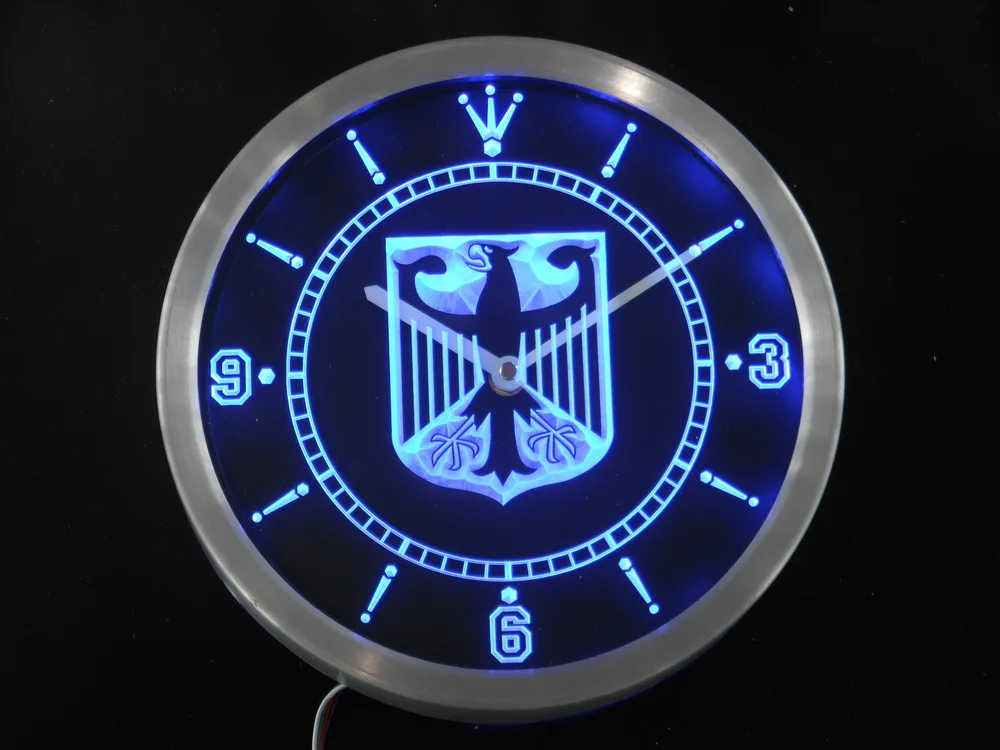 nc0202 German Eagle Flag Neon Light Signs LED Wall Clockin Wall Clocks