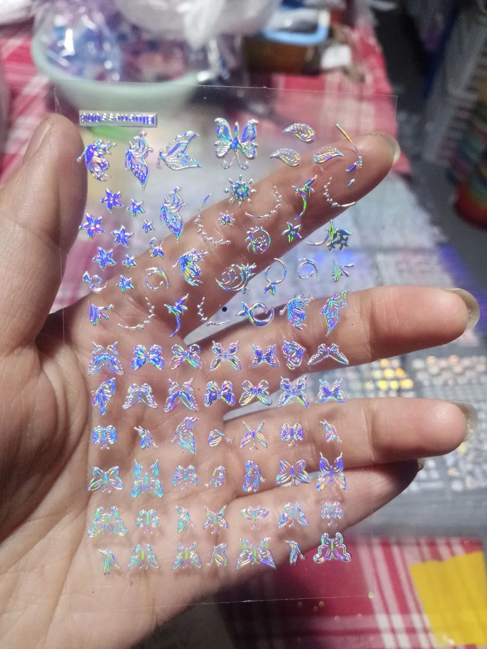 Кристальная блестящая Снежинка наклейки для ногтей-голографические радужные Мультяшные наклейки для ногтей для дизайна ногтей радужные наклейки для ногтей 12 листов