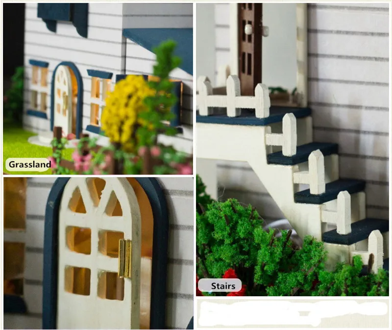 iiE CREATE 2018 New DIY 3D Toys Wooden Miniature With LED+Furniture+Cover Doll house room Toys for children Lover Gift (6)