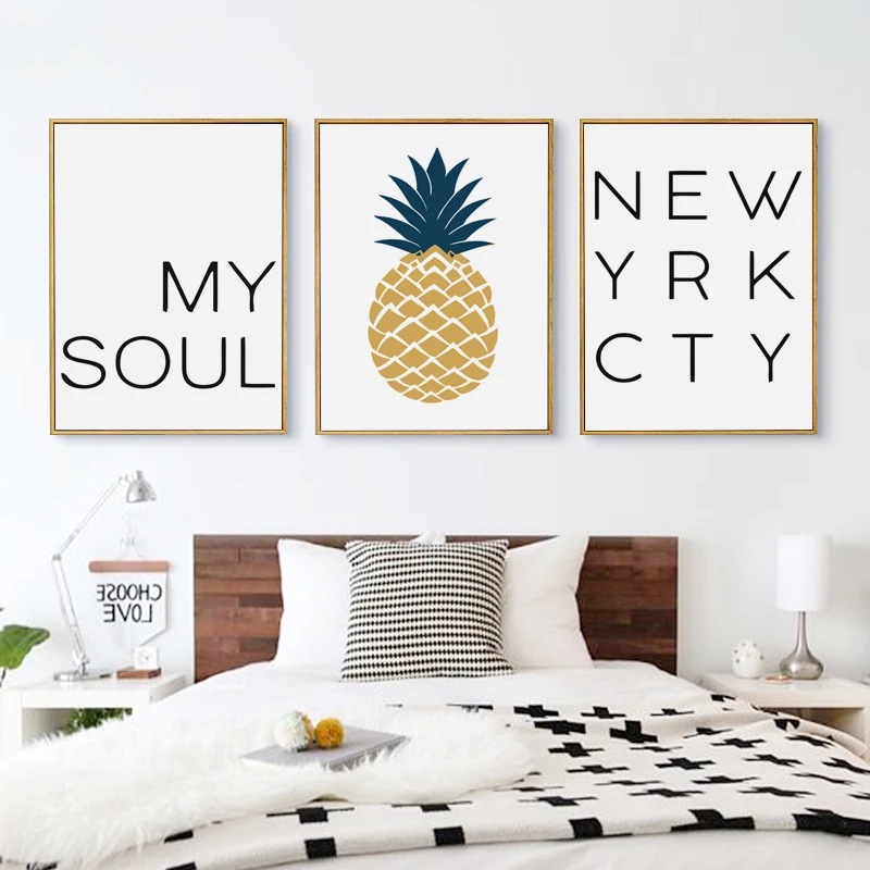 Us 4 2 47 Off Nordic Decor Waterproof Painting Wall Photo Canvas Spray Painting Modern Pineapple Plants Love Photo Decorationfor Living Room In