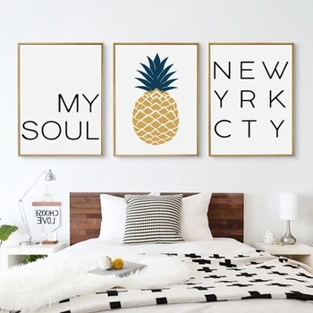 

Nordic Decor Waterproof Painting Wall Photo Canvas Spray Painting Modern Pineapple Plants Love Photo DecorationFor Living Room