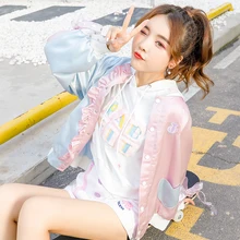 Принцесса сладкий Лолита куртки осень и зима в форме сердца карман лист лотоса сторона фонарь рукав Кролик уши вышивка VC204