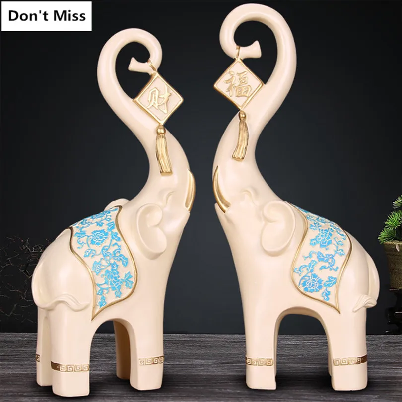 

Home Decoration Accessories A Pair of Elephant Statue Mascot Ornament Miniature Figurines Busniess Gifts Sculpture China Crafts