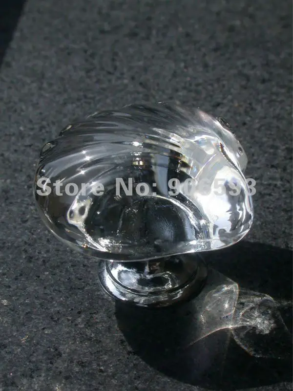 

20PCS/LOT FREE SHIPPING SHELL CARTOON CLEAR CRYSTAL KNOB ON A CHROME BRASS BASE,crystal dresser knobs