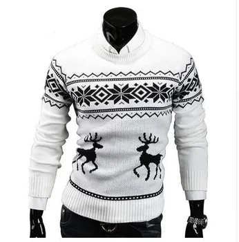 

Deer Christmas Sweaters for Man O Neck Casual Pullover Male Sweater Men Jumper Mens Knitwear Sueter Slim Top Winter Sweters