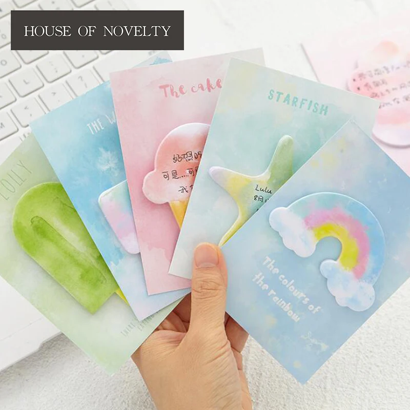 Мой красочный мир memo pad N раз Липкие заметки Escolar Papelaria школы питания Закладка