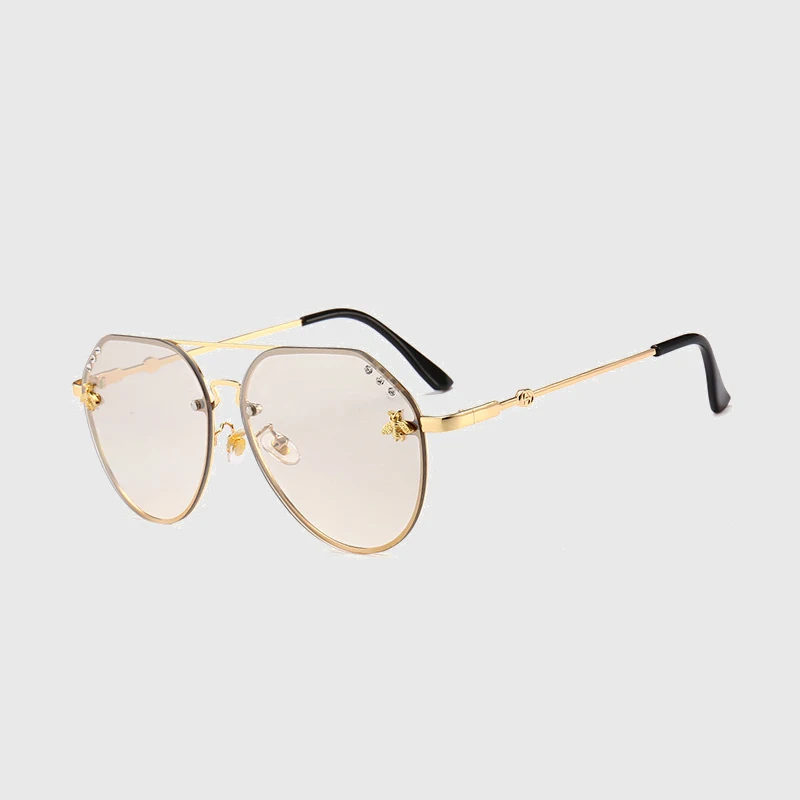 Роскошные овальные женские солнцезащитные очки ROYAL GIRL,, фирменный дизайн, пчела, очки для женщин, алмазные градиентные линзы, солнцезащитные очки для женщин, ss516 - Цвет линз: C8-Gold-Champange