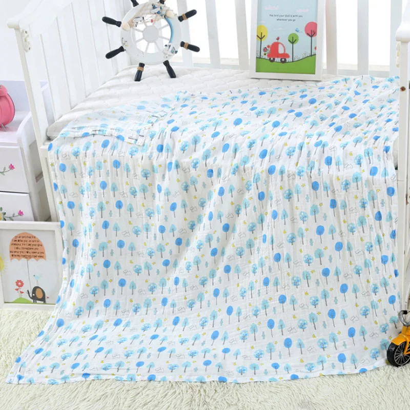 2 слоя 100% муслин Одеяло хлопковая детская пеленка мягкие детские одеяла полотенца для новорожденных со случайным рисунком Одеяло-Ростомер