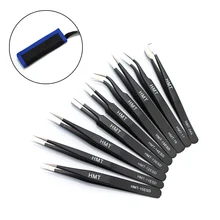 9 шт./лот ESD пинцет антистатические точность щипцы для наращивания волос Нержавеющая сталь пинцет Электроника телефон Ремонт Инструменты Pinzas с сумкой