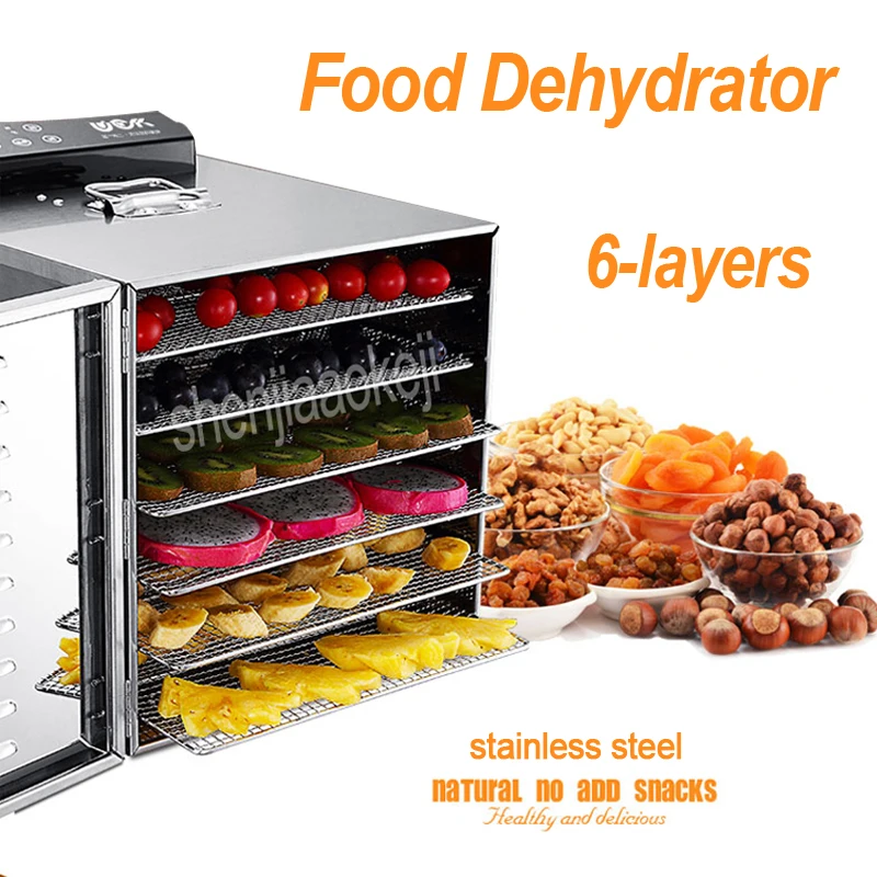 

NEW LT-01 Fruit Drying Machine 6-Layers Stainless steel Food Dehydrator Home Electric Fruit Vegetable Meat Herbs Food Dryer 220V