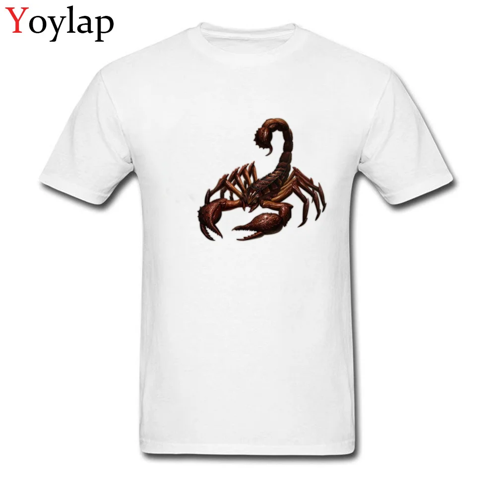 Men T Shirt Faddish Summer Tops T Shirt Summer/Fall 100% Cotton Crew Neck Short Sleeve Simple Style scorpion12117 Tee Shirts white