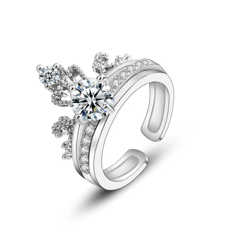 

KOFSAC Latest 925 Sterling Silver Rings For Women Jewelry Shining Zircon Crown Set of Ring Girl Valentine's Day Accessories Hot