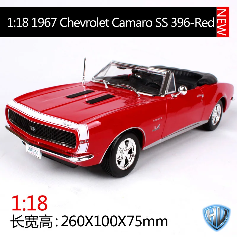 Maisto 1:18 1967 chevrolet camaro ss396 синий красный автомобиль литья под давлением 260*100*75 роскошные классические модели автомобиля открытым верхом автомобили сбор 31684