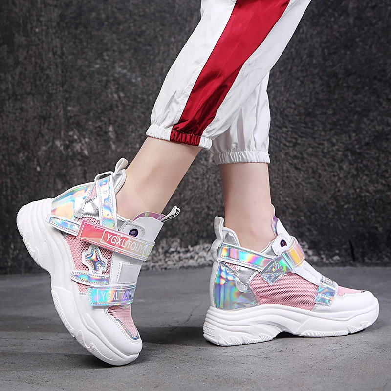 

2019 Fashion Sneakers Women Flats Shoes Casual Outdoor Walking Shoes Woman Lace-up Gold Glitter Ladies Shoes Zapatos Mujer 35-39