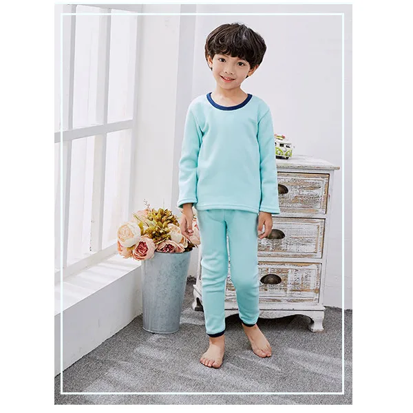 Winter Children solid Pajamas Sets Thermal Warm Sleepwear Pyjamas for