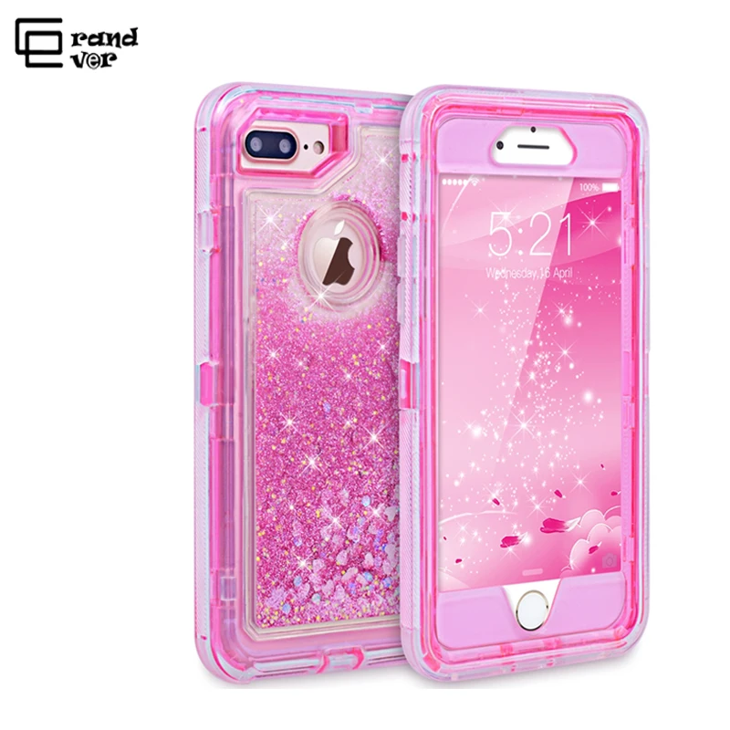 

Luxury 3 in 1 Quicksand Transparent Case For iphone 8 7 plus X XS 11 pro Max Cover Hard PC Bling liquid Crystal Clear case capa