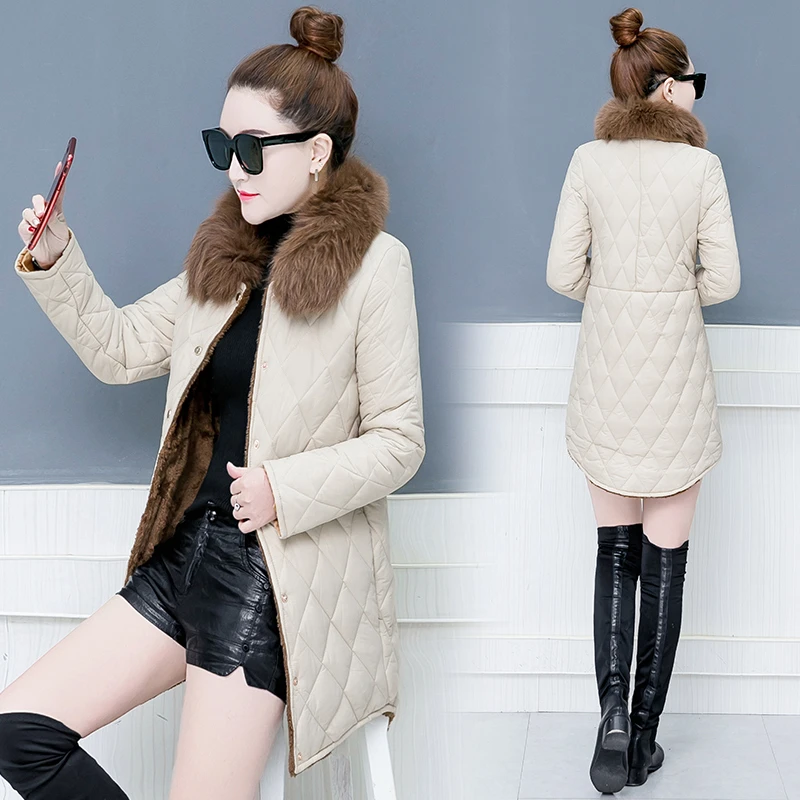 Chaud black Qualité Haute De Épaississent Down Coréen Veste Col Femmes Casual Longue Hiver Nouveau Manteau Beige Grand Fourrure Parka xUqZWwf