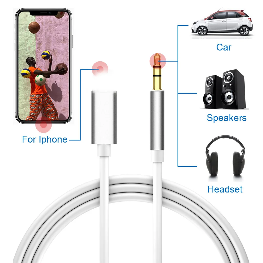 Аудиокабель с разъемом Lightning на 3,5 мм для автомобиля, AUX, для iPhone 7, 8 X, адаптер для передачи «Папа-папа», наушники для iPhone 11 Pro Max