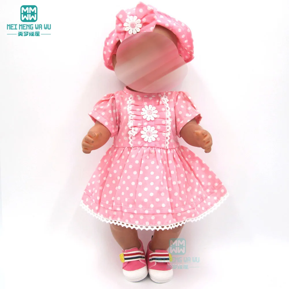 

Doll clothes fits 43cm toy new born doll and american doll Printed baby dress Siamese sportswear