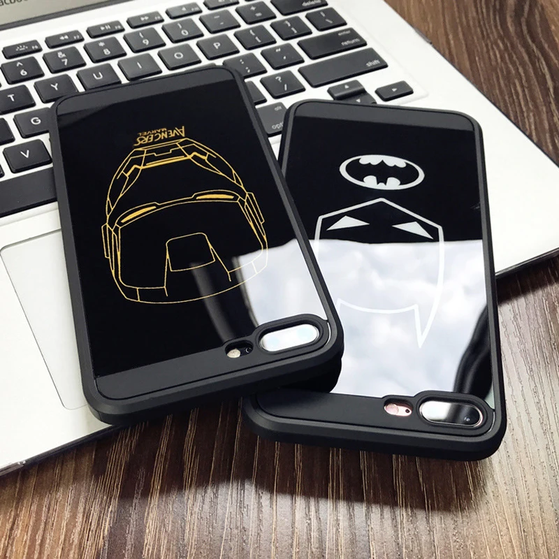 JAMULAR-Cartoon-Batman-Iron-Man-Printing-Mirror-Cases-For-iPhone-X-7-Plus-Soft-TPU-Back-(1)