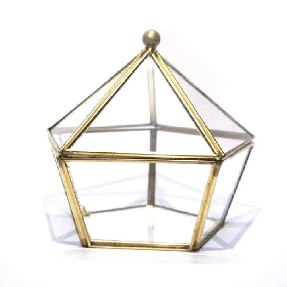 Многоугольник прозрачный стеклянный контейнер для цветочной комнаты свадебное кольцо коробка для хранения ювелирных изделий