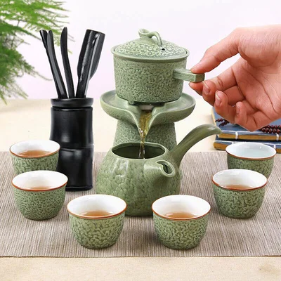 

Chinese style Ceramic Tea Set Teapot Teacup Semi-automatic Lazy Kung Fu Tea Set Home Tea Ceremony Gift Preferred