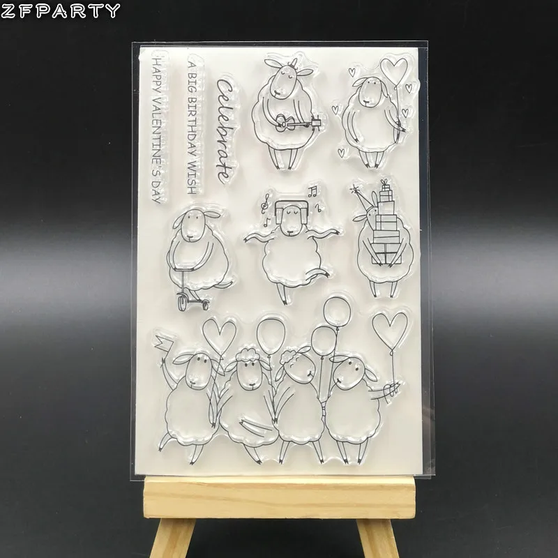 

ZFPARTY Cute Sheep Transparent Clear Silicone Stamp for DIY scrapbooking/photo album Decorative Card Making