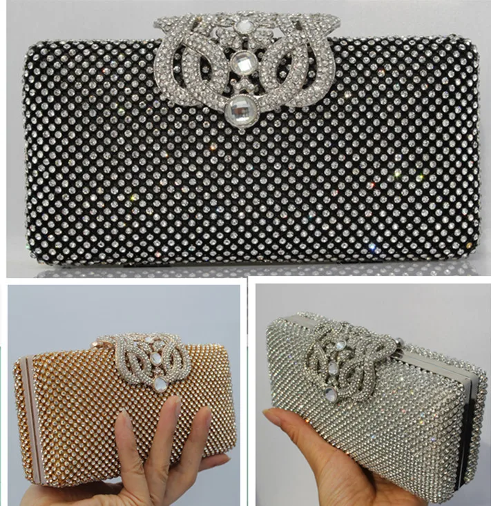 

Luxurious Crown Full Diamond Evening Bags,New Double-Sided Rhinestone Crown Clutches/Party Purse/Wedding Pouch/Shoulder Handbag