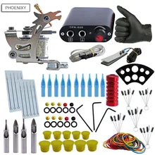 Профессиональный комплект татуировки 1 Набор тату-пистолета аксессуары для татуировки иглы Электропитание набор Перманентный макияж комплект татуажных игл