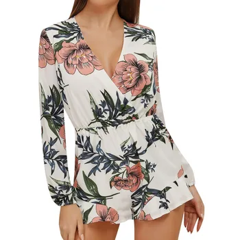 

2019 MAXIORILL New Women Printing Long Sleeve Mini Rompers Jumpsuit Playsuit подол Wholesale T3