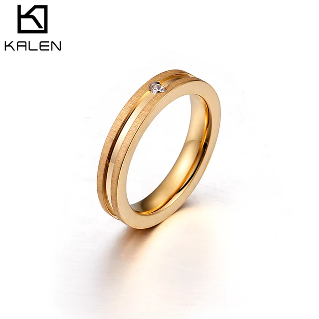 KALEN Stainless Steel Gold & Rose Gold Groove Finger Rings For Women Trendy  Bohemia Cubic Zirconia Wedding Rings Bague Jewelry