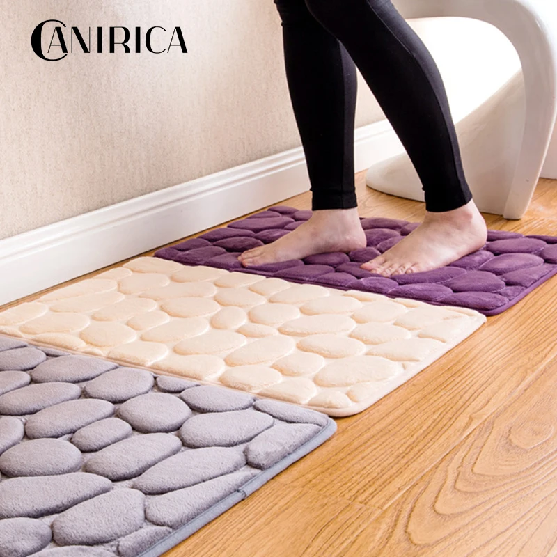 

CANIRICA Coral Fleece Bathroom Memory Foam Rug Kit Toilet Pattern Bath Non-slip Mats Floor Carpet Set Mattress Bathroom Decor