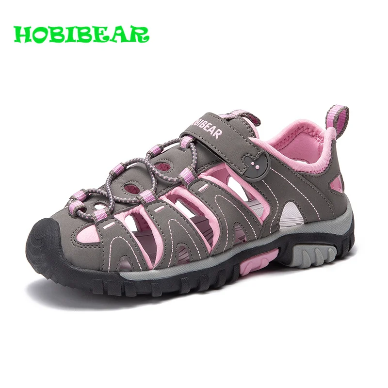 

Popular 2019 Brand Boy Girls Toddler Sandals Anti-Slip Outdoor Children Beach Shoes Black Gray Kids Sneakers Sandals For Unisex