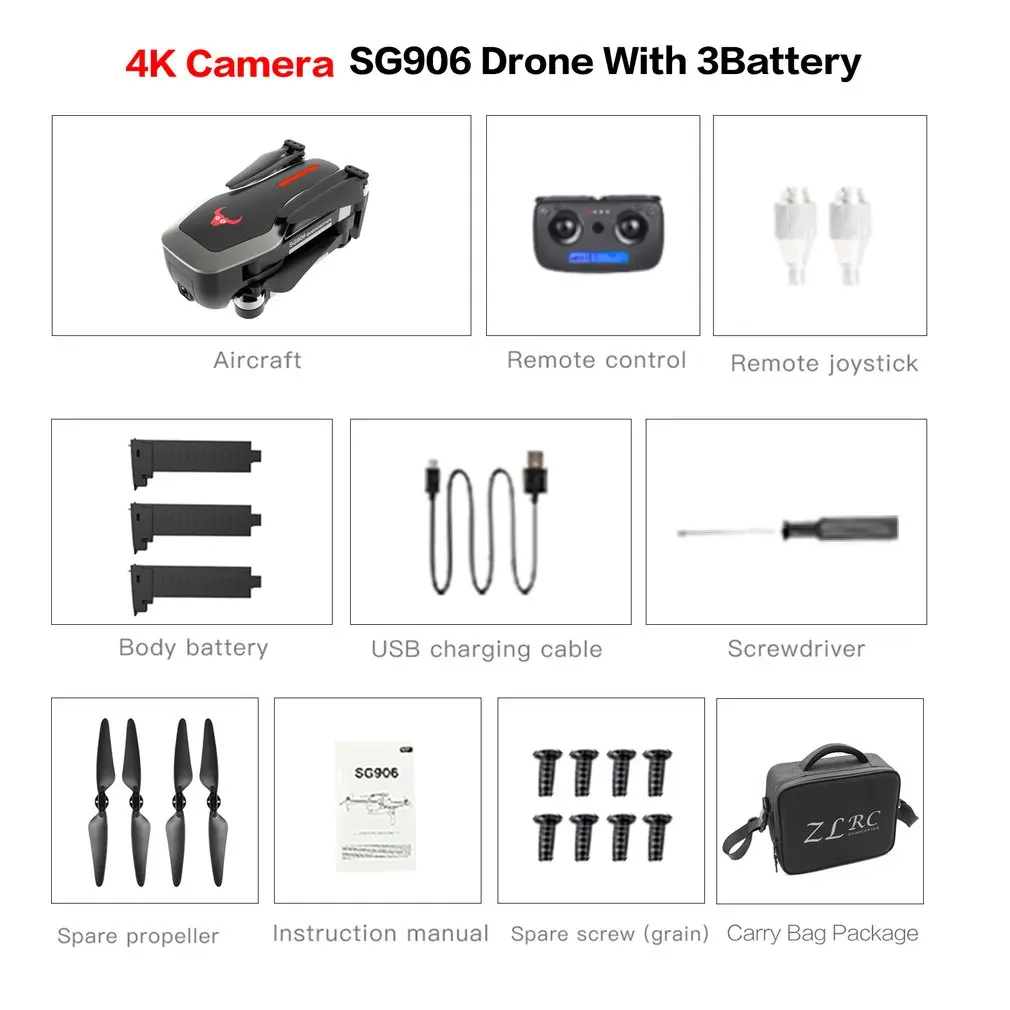 SG906 gps 5G wifi FPV RC Дрон 4K бесщеточный селфи Дрон с камерой HD RC Квадрокоптер складной Дрон VS Visuo XS816 F11 Дрон - Цвет: 4k 3BAT bag B