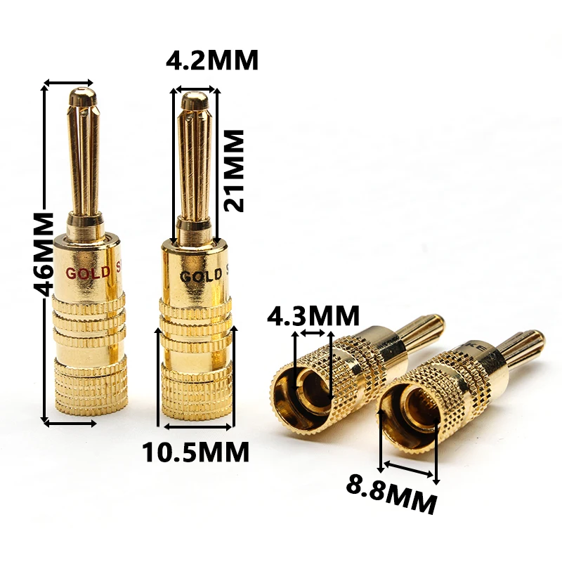 12 шт. 4 мм Чистая медь банан штекер головка позолоченный Динамик адаптер Винт динамик штекер аудио разъем